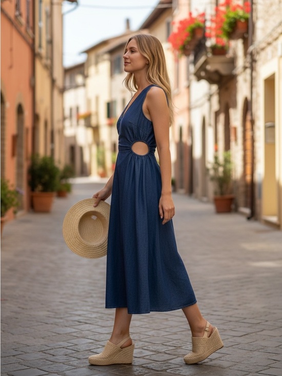 Tracy Reese Dresses & Skirts - ✨ Anthropologie Plenty by Tracy Reese Denim Cutout Midi Dress NWT Petite MP